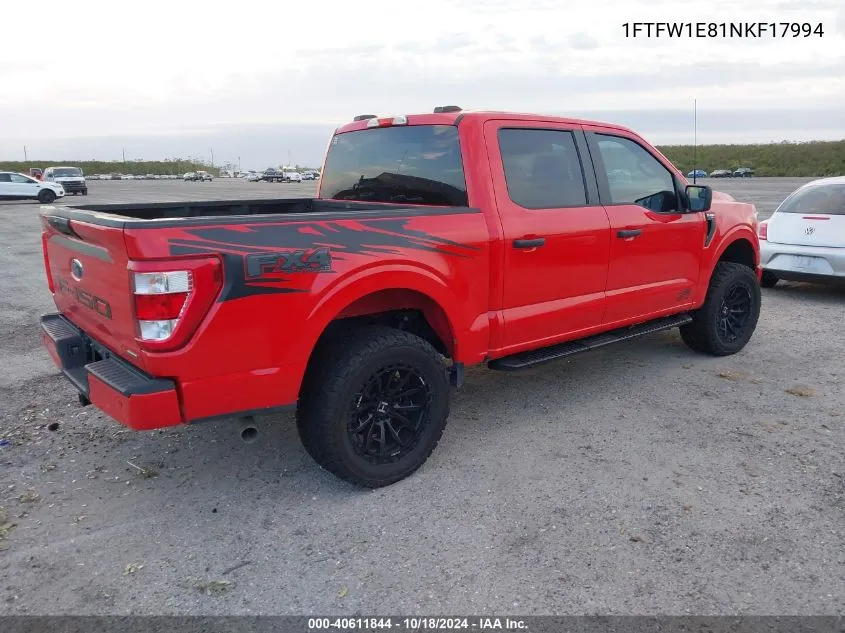 2022 Ford F-150 Xl VIN: 1FTFW1E81NKF17994 Lot: 40611844