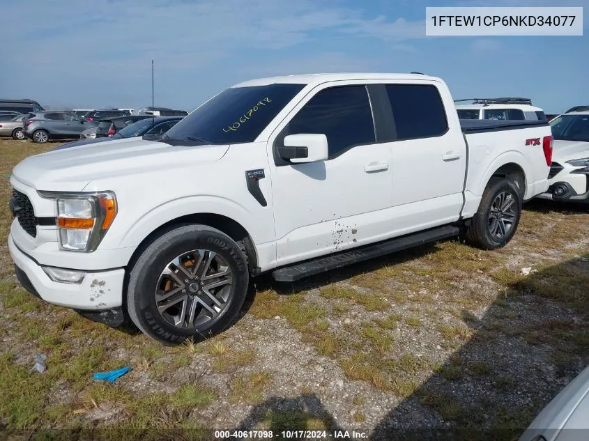 2022 Ford F-150 Xl VIN: 1FTEW1CP6NKD34077 Lot: 40617098