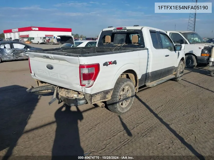 2022 Ford F-150 Lariat VIN: 1FTFX1E54NFA05190 Lot: 40674770