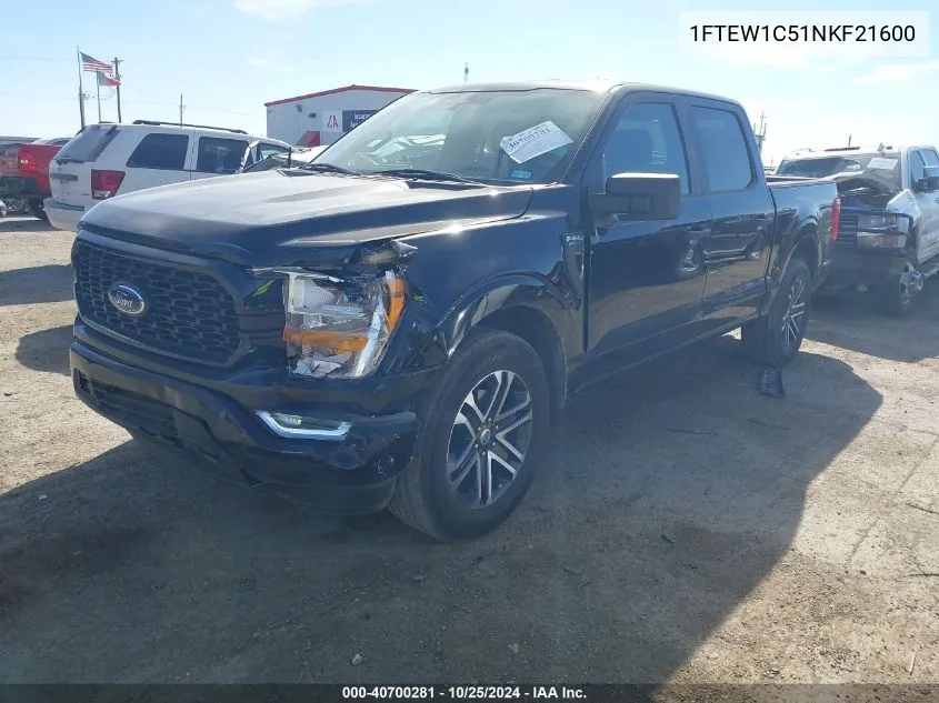 2022 Ford F-150 Xl VIN: 1FTEW1C51NKF21600 Lot: 40700281