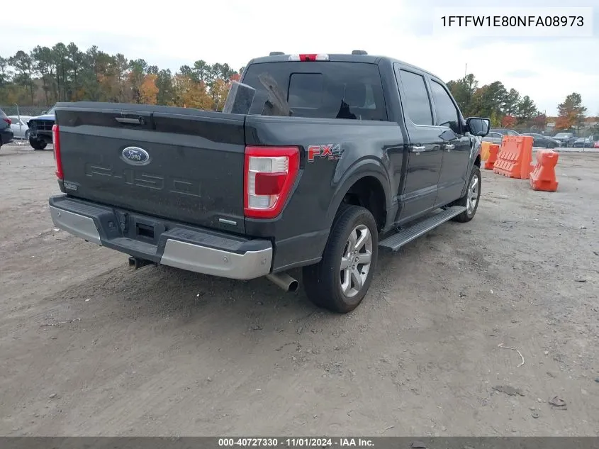 2022 Ford F-150 Lariat VIN: 1FTFW1E80NFA08973 Lot: 40727330