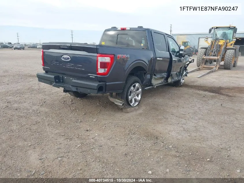 2022 Ford F-150 Lariat VIN: 1FTFW1E87NFA90247 Lot: 40734515