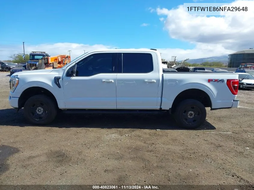 2022 Ford F-150 Xlt VIN: 1FTFW1E86NFA29648 Lot: 40823061