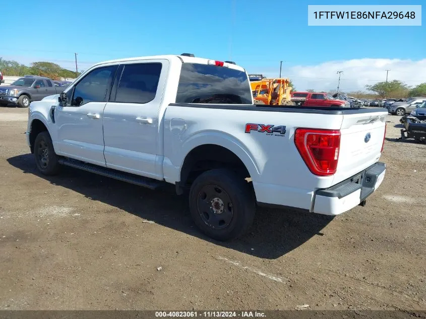 2022 Ford F-150 Xlt VIN: 1FTFW1E86NFA29648 Lot: 40823061