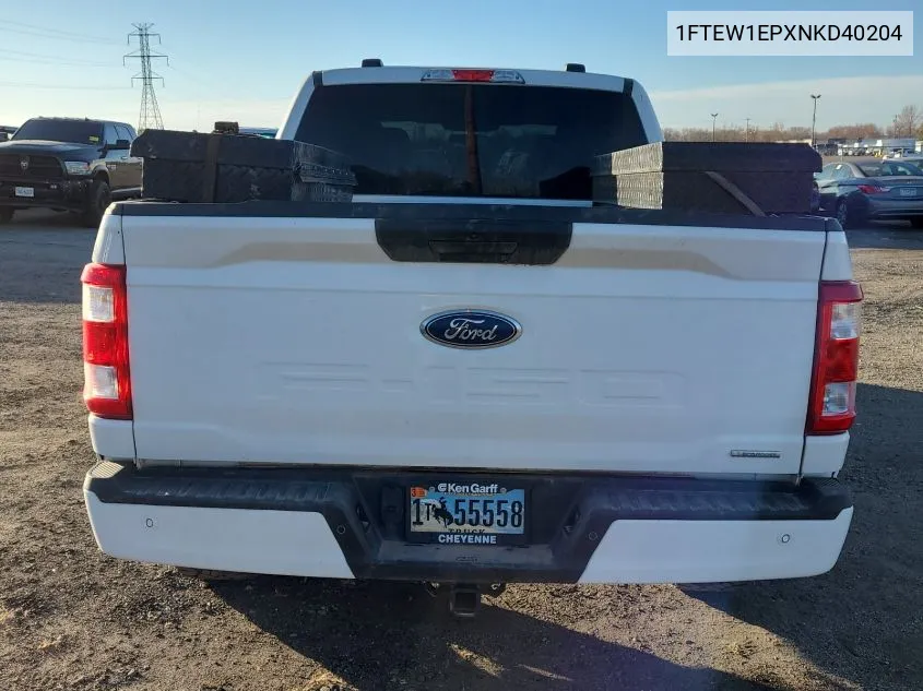 2022 Ford F150 Supercrew VIN: 1FTEW1EPXNKD40204 Lot: 40836924