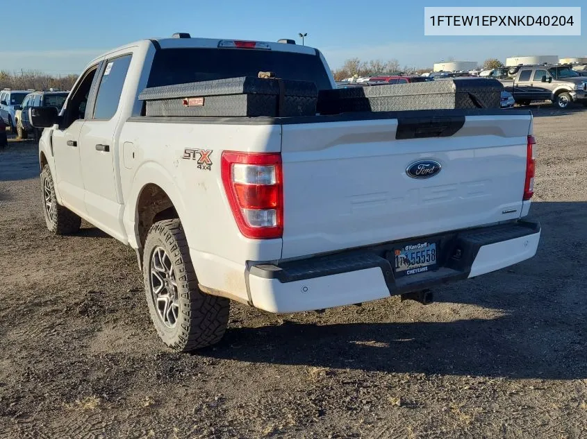 2022 Ford F150 Supercrew VIN: 1FTEW1EPXNKD40204 Lot: 40836924