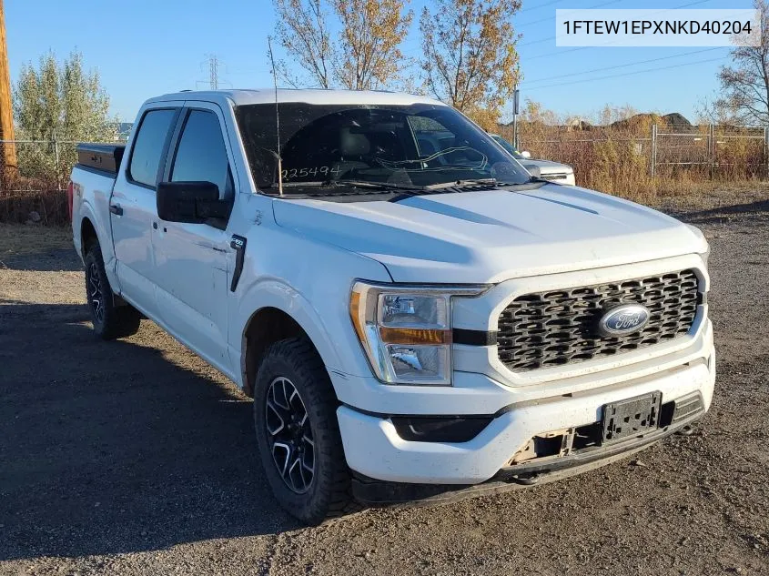 2022 Ford F150 Supercrew VIN: 1FTEW1EPXNKD40204 Lot: 40836924