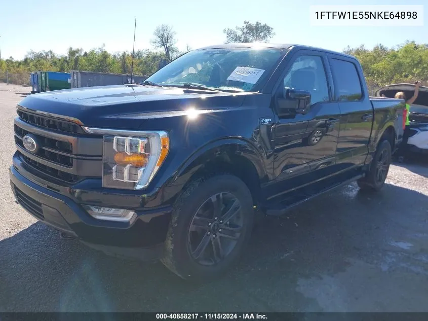 2022 Ford F-150 Lariat VIN: 1FTFW1E55NKE64898 Lot: 40858217