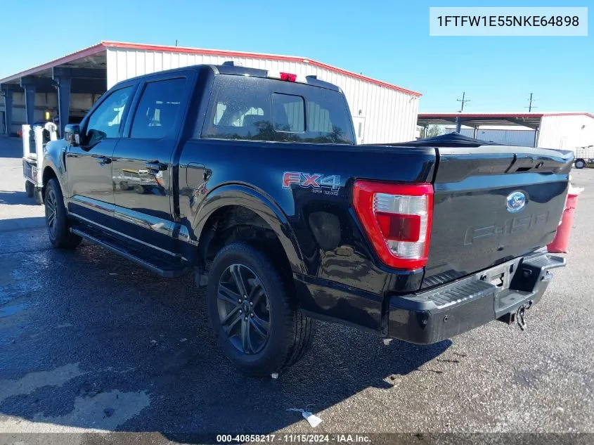 2022 Ford F-150 Lariat VIN: 1FTFW1E55NKE64898 Lot: 40858217