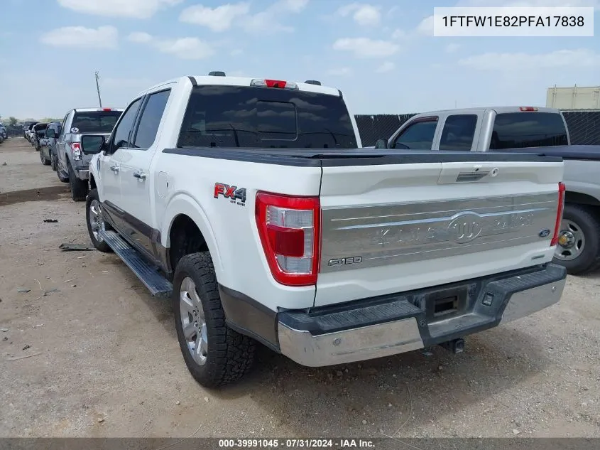 2023 Ford F-150 King Ranch VIN: 1FTFW1E82PFA17838 Lot: 39991045