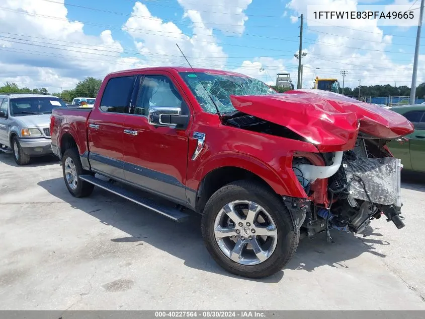 2023 Ford F-150 Lariat VIN: 1FTFW1E83PFA49665 Lot: 40227564