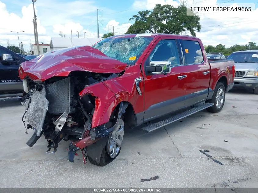 2023 Ford F-150 Lariat VIN: 1FTFW1E83PFA49665 Lot: 40227564