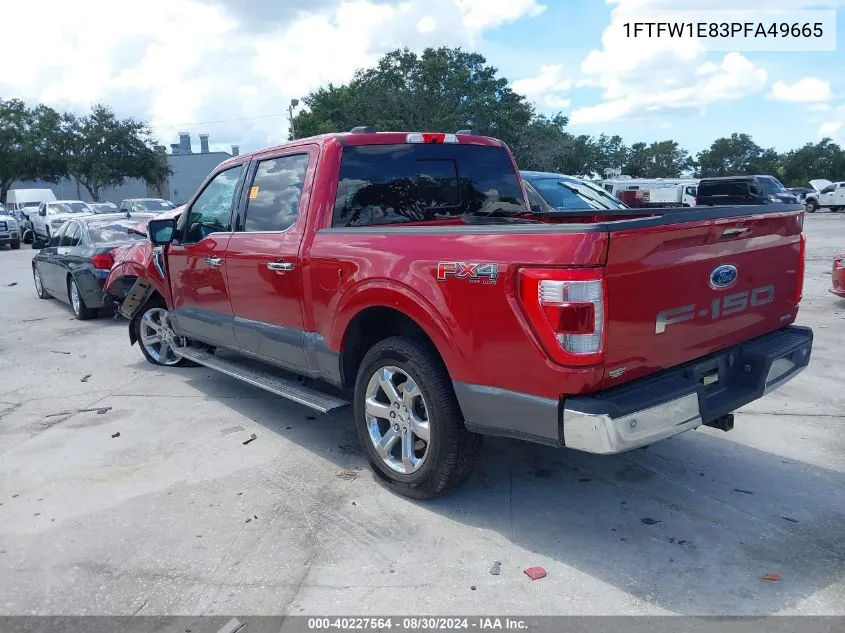 2023 Ford F-150 Lariat VIN: 1FTFW1E83PFA49665 Lot: 40227564