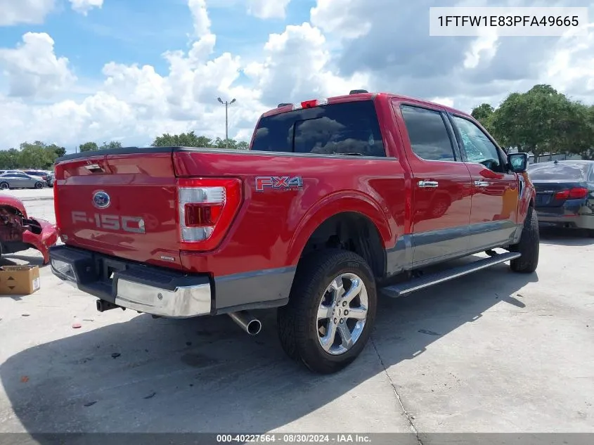 2023 Ford F-150 Lariat VIN: 1FTFW1E83PFA49665 Lot: 40227564