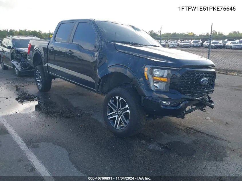 2023 Ford F-150 Xl VIN: 1FTFW1E51PKE76646 Lot: 40760891