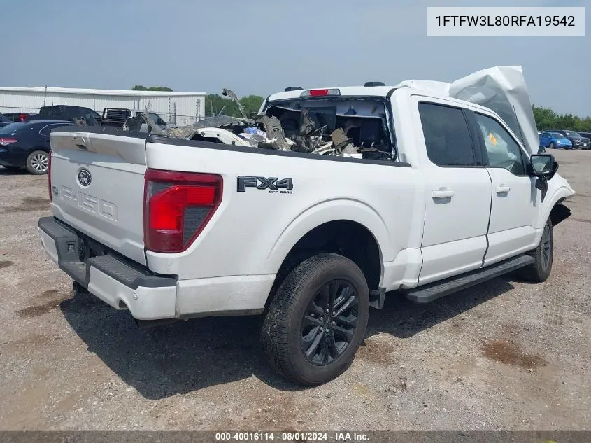 2024 Ford F-150 Xlt VIN: 1FTFW3L80RFA19542 Lot: 40016114