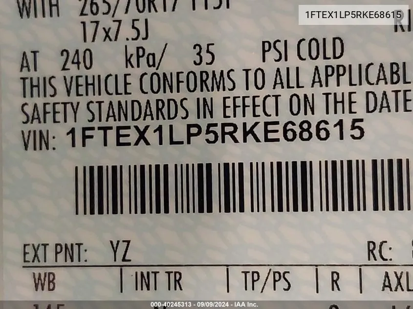 1FTEX1LP5RKE68615 2024 Ford F-150 Xl