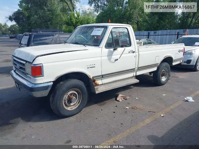 1991 Ford F250 VIN: 1FTHF26M8MKA16867 Lot: 39708811