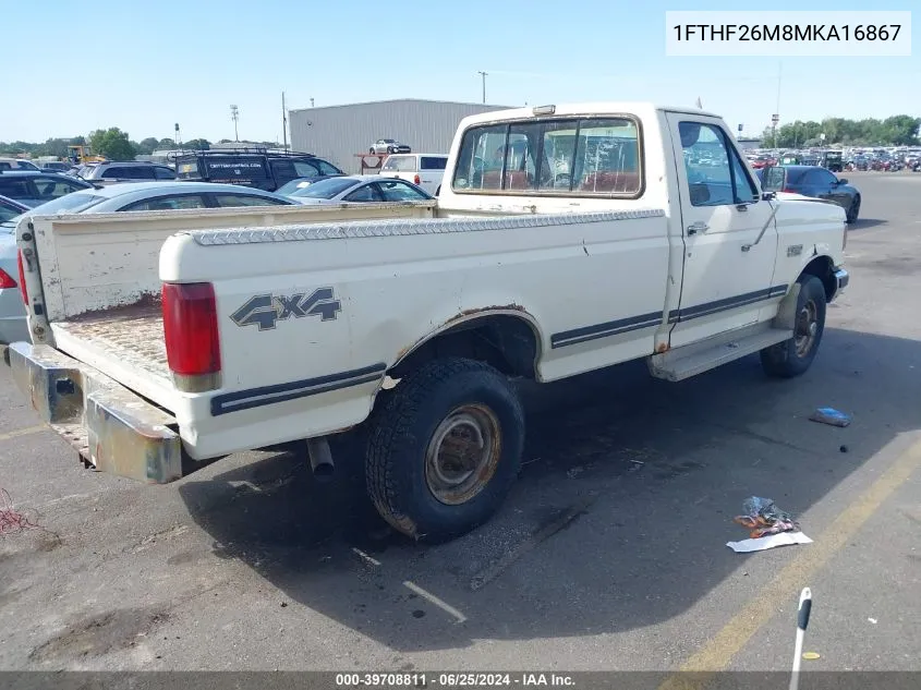 1991 Ford F250 VIN: 1FTHF26M8MKA16867 Lot: 39708811