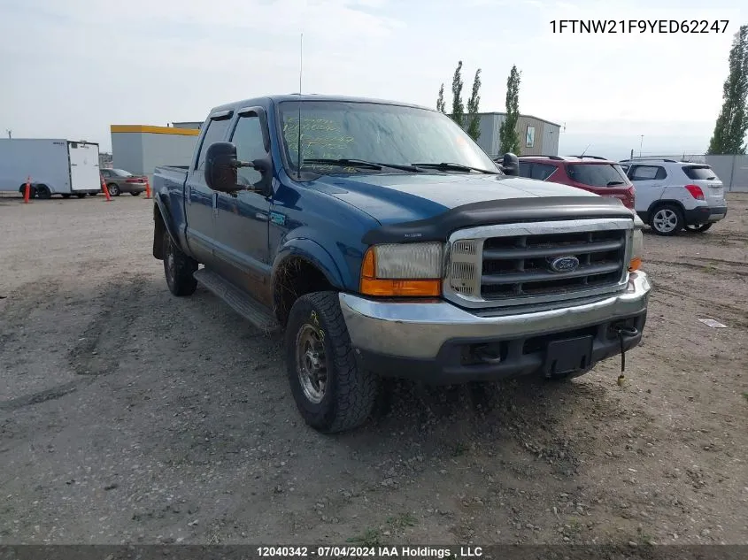 2000 Ford Super Duty F-250 VIN: 1FTNW21F9YED62247 Lot: 12040342