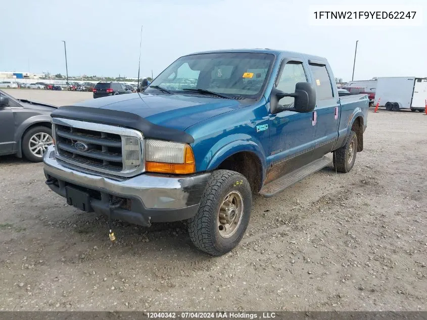 2000 Ford Super Duty F-250 VIN: 1FTNW21F9YED62247 Lot: 12040342