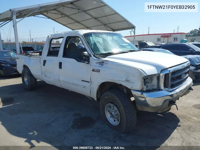 2000 Ford F-250 Lariat/Xl/Xlt VIN: 1FTNW21F0YEB32905 Lot: 39685723