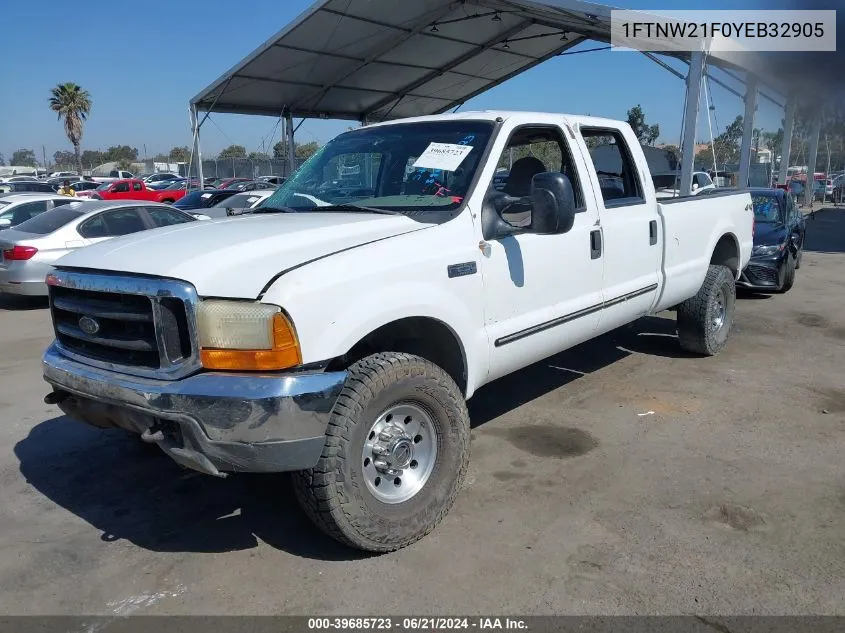 2000 Ford F-250 Lariat/Xl/Xlt VIN: 1FTNW21F0YEB32905 Lot: 39685723