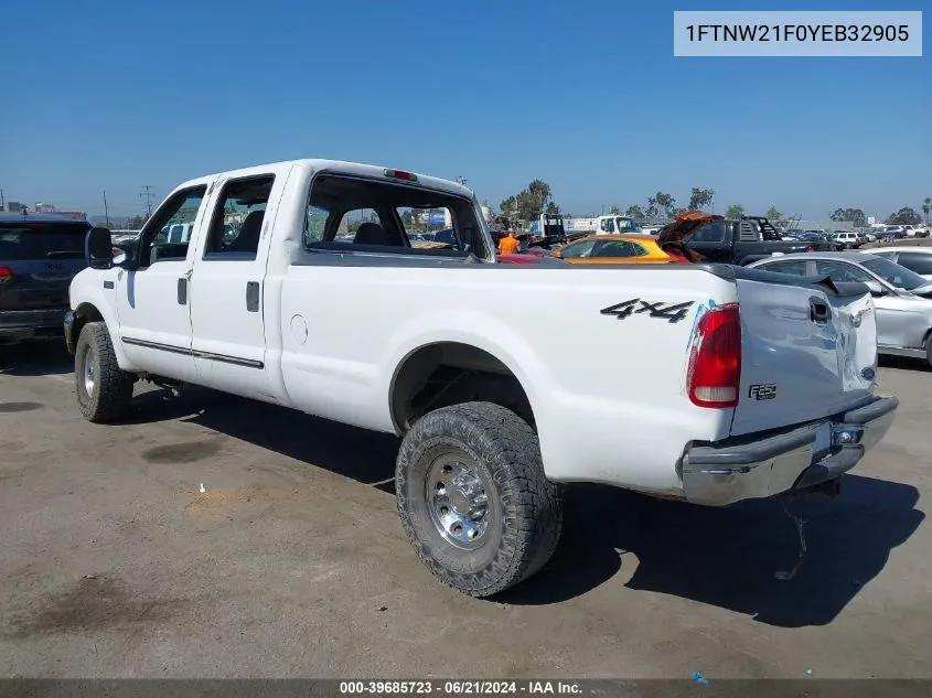 2000 Ford F-250 Lariat/Xl/Xlt VIN: 1FTNW21F0YEB32905 Lot: 39685723