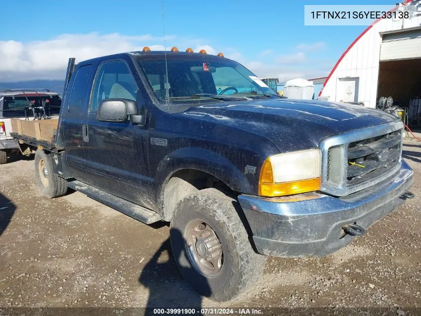 2000 Ford F-250 Lariat/Xl/Xlt VIN: 1FTNX21S6YEE33138 Lot: 39991900