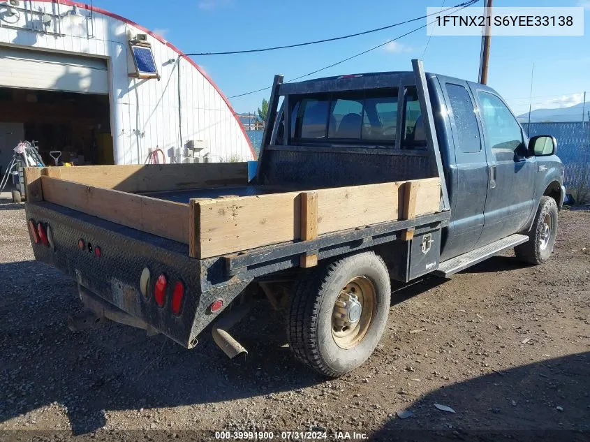 2000 Ford F-250 Lariat/Xl/Xlt VIN: 1FTNX21S6YEE33138 Lot: 39991900