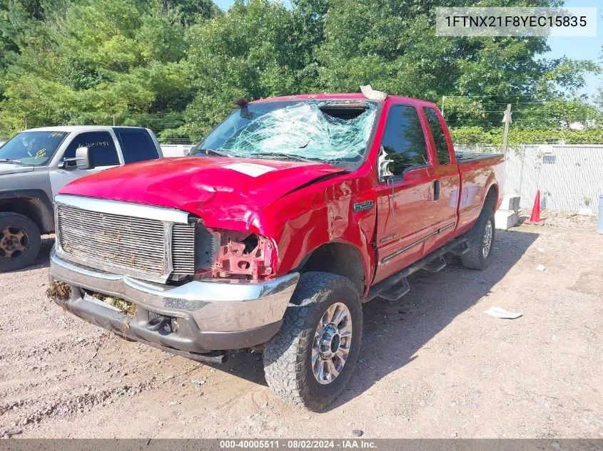 1FTNX21F8YEC15835 2000 Ford F-250 Lariat/Xl/Xlt