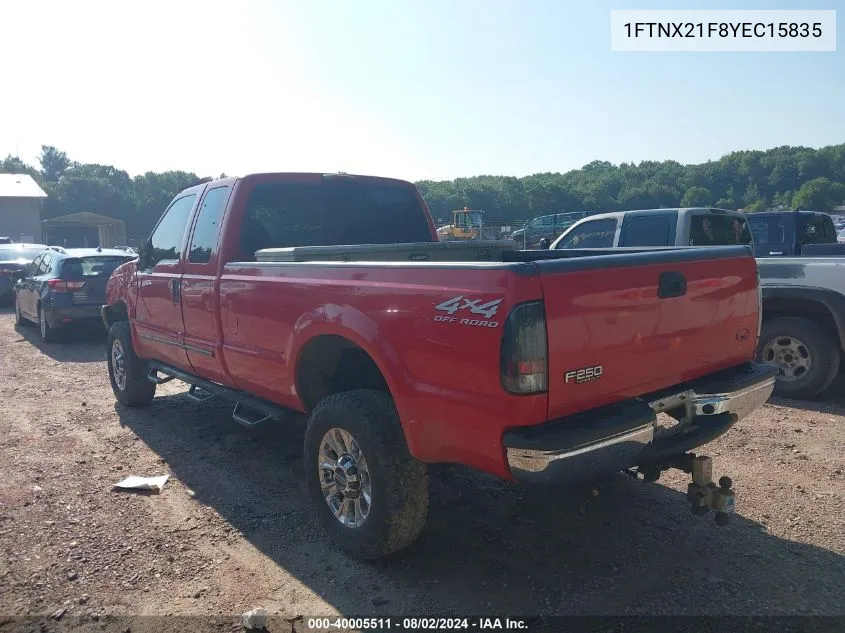 1FTNX21F8YEC15835 2000 Ford F-250 Lariat/Xl/Xlt