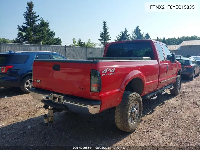 1FTNX21F8YEC15835 2000 Ford F-250 Lariat/Xl/Xlt