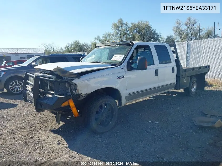 2000 Ford F-250 Lariat/Xl/Xlt VIN: 1FTNW21S5YEA33171 Lot: 40195144