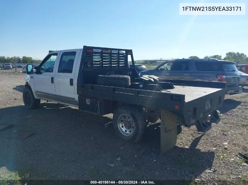 2000 Ford F-250 Lariat/Xl/Xlt VIN: 1FTNW21S5YEA33171 Lot: 40195144