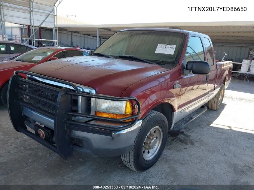 2000 Ford F-250 Super Duty VIN: 1FTNX20L7YED86650 Lot: 40253350