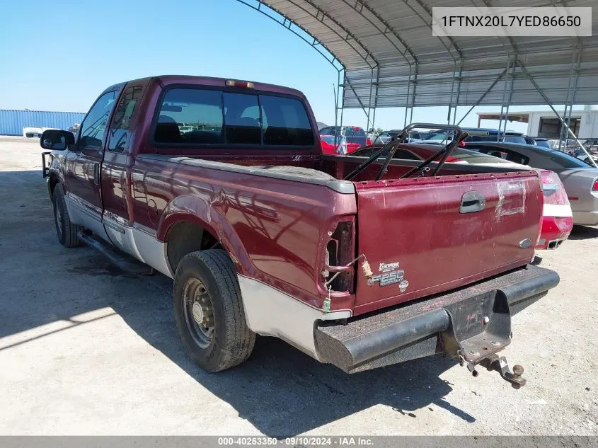 2000 Ford F-250 Super Duty VIN: 1FTNX20L7YED86650 Lot: 40253350