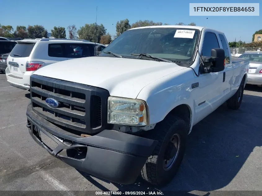 2000 Ford F250 Super Duty VIN: 1FTNX20F8YEB84653 Lot: 40274860