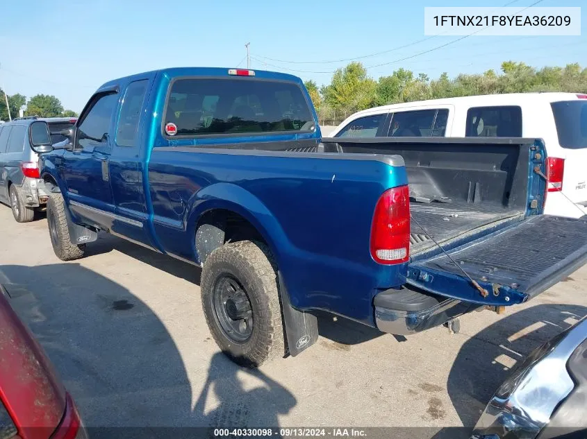 2000 Ford F-250 Super Duty VIN: 1FTNX21F8YEA36209 Lot: 40330098