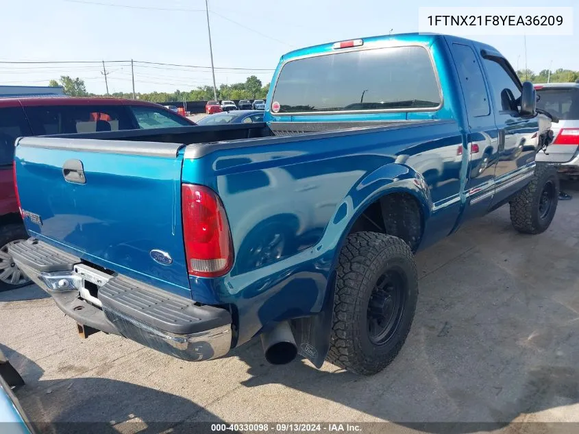 2000 Ford F-250 Super Duty VIN: 1FTNX21F8YEA36209 Lot: 40330098