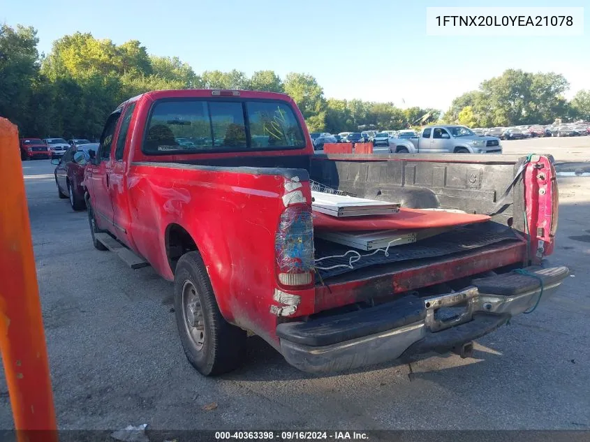 2000 Ford F-250 Lariat/Xl/Xlt VIN: 1FTNX20L0YEA21078 Lot: 40363398