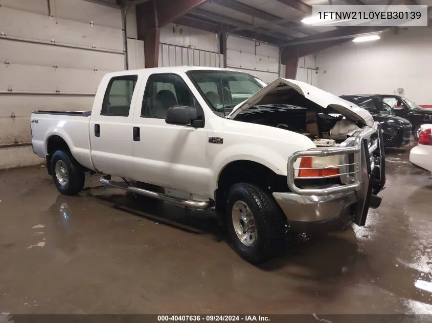 2000 Ford F250 Super Duty VIN: 1FTNW21L0YEB30139 Lot: 40407636