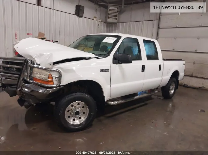 2000 Ford F250 Super Duty VIN: 1FTNW21L0YEB30139 Lot: 40407636