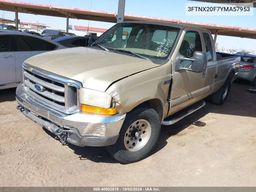 2000 Ford F-250 Lariat/Xl/Xlt VIN: 3FTNX20F7YMA57953 Lot: 40502819