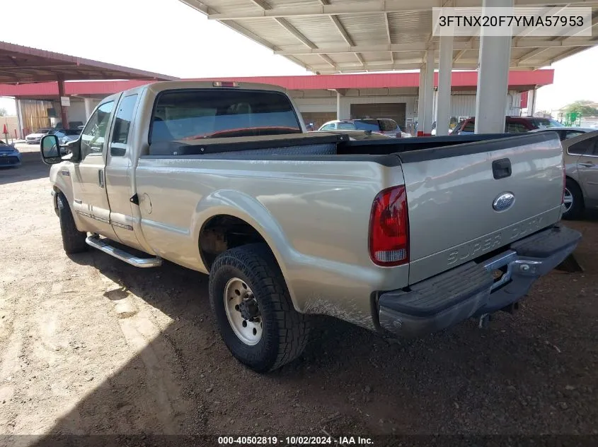 2000 Ford F-250 Lariat/Xl/Xlt VIN: 3FTNX20F7YMA57953 Lot: 40502819