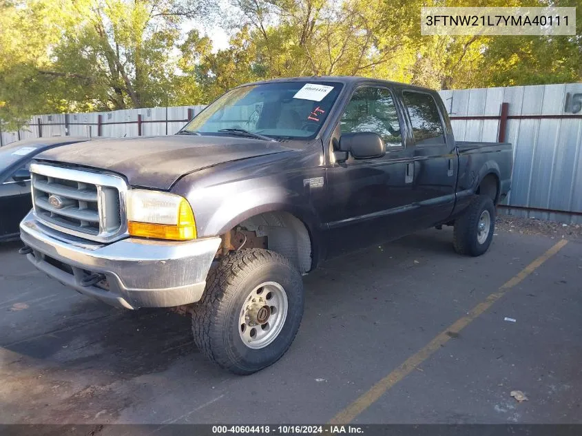 2000 Ford F-250 Lariat/Xl/Xlt VIN: 3FTNW21L7YMA40111 Lot: 40604418