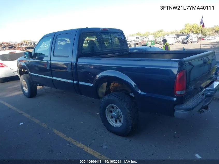 2000 Ford F-250 Lariat/Xl/Xlt VIN: 3FTNW21L7YMA40111 Lot: 40604418