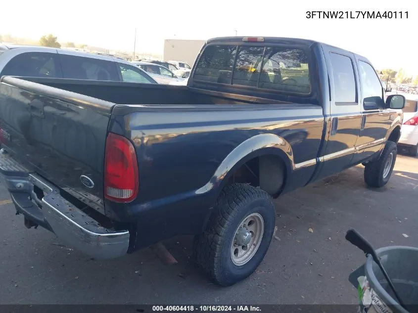 2000 Ford F-250 Lariat/Xl/Xlt VIN: 3FTNW21L7YMA40111 Lot: 40604418