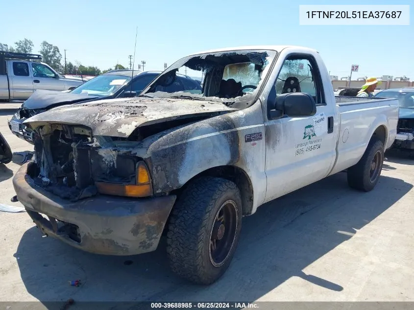 2001 Ford F-250 Xl/Xlt VIN: 1FTNF20L51EA37687 Lot: 39688985