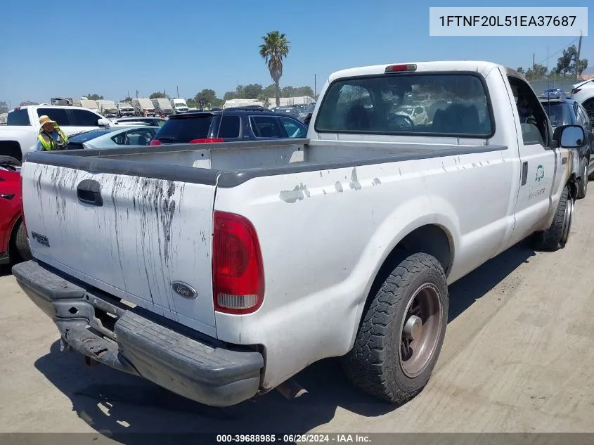 2001 Ford F-250 Xl/Xlt VIN: 1FTNF20L51EA37687 Lot: 39688985